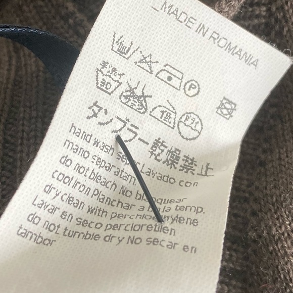 Les Copains Blue Brown 100% Wool Cardigan FLAWED - Picture 12 of 16